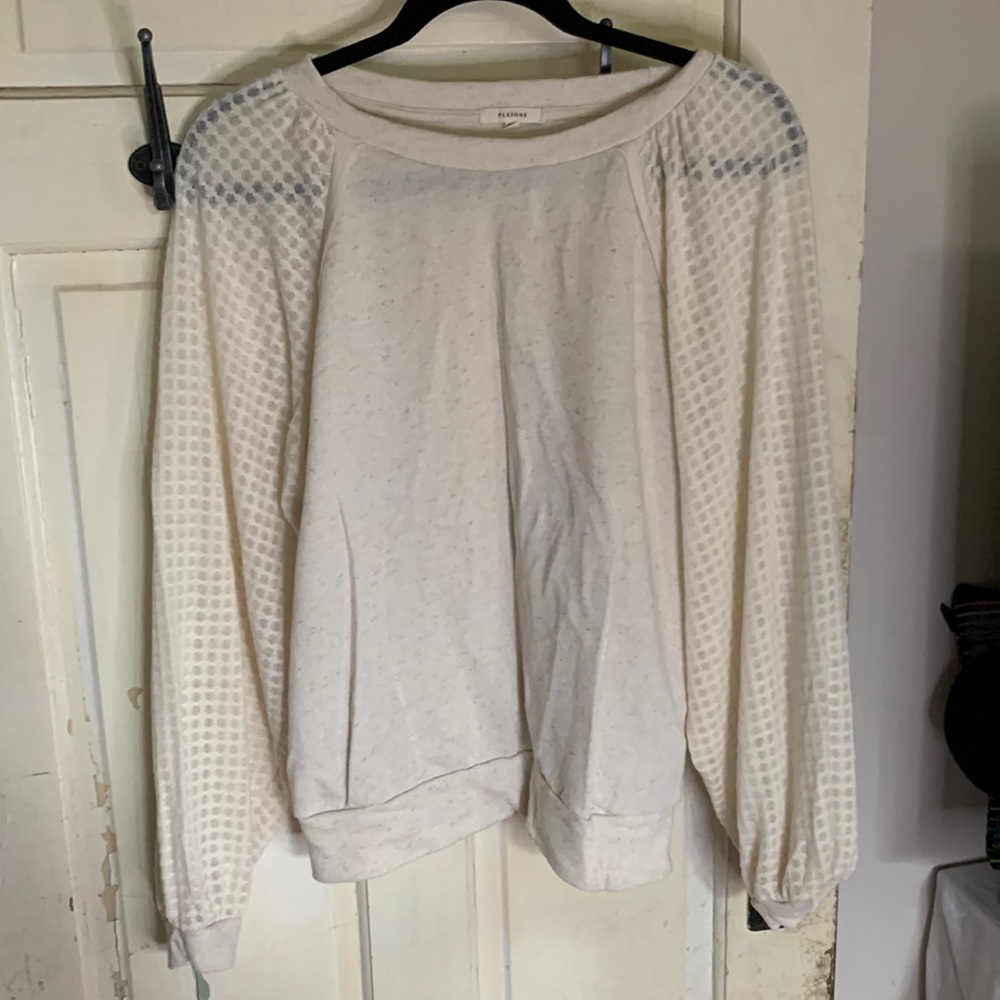 Anthropologie sweat shirt sheer sleeves sz M